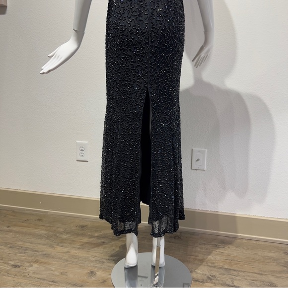 Vintage 80s-90s Andretta Donatello 100% Silk Fully Beaded Black Gown Dress Small - Picture 8 of 16